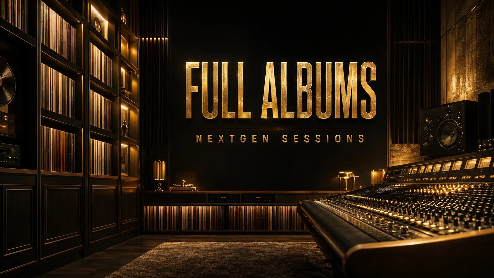 Full Albums playlist cover: premium gold-lit recording archive
